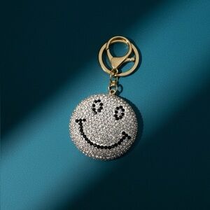 Smiley Face Rhinestone Keychain